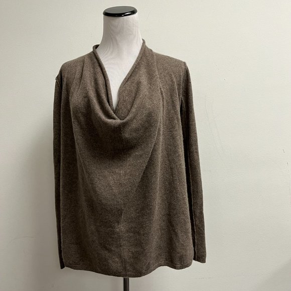 Joie cashmere sweater drape neck oversized brown reverse edge XS Flaw